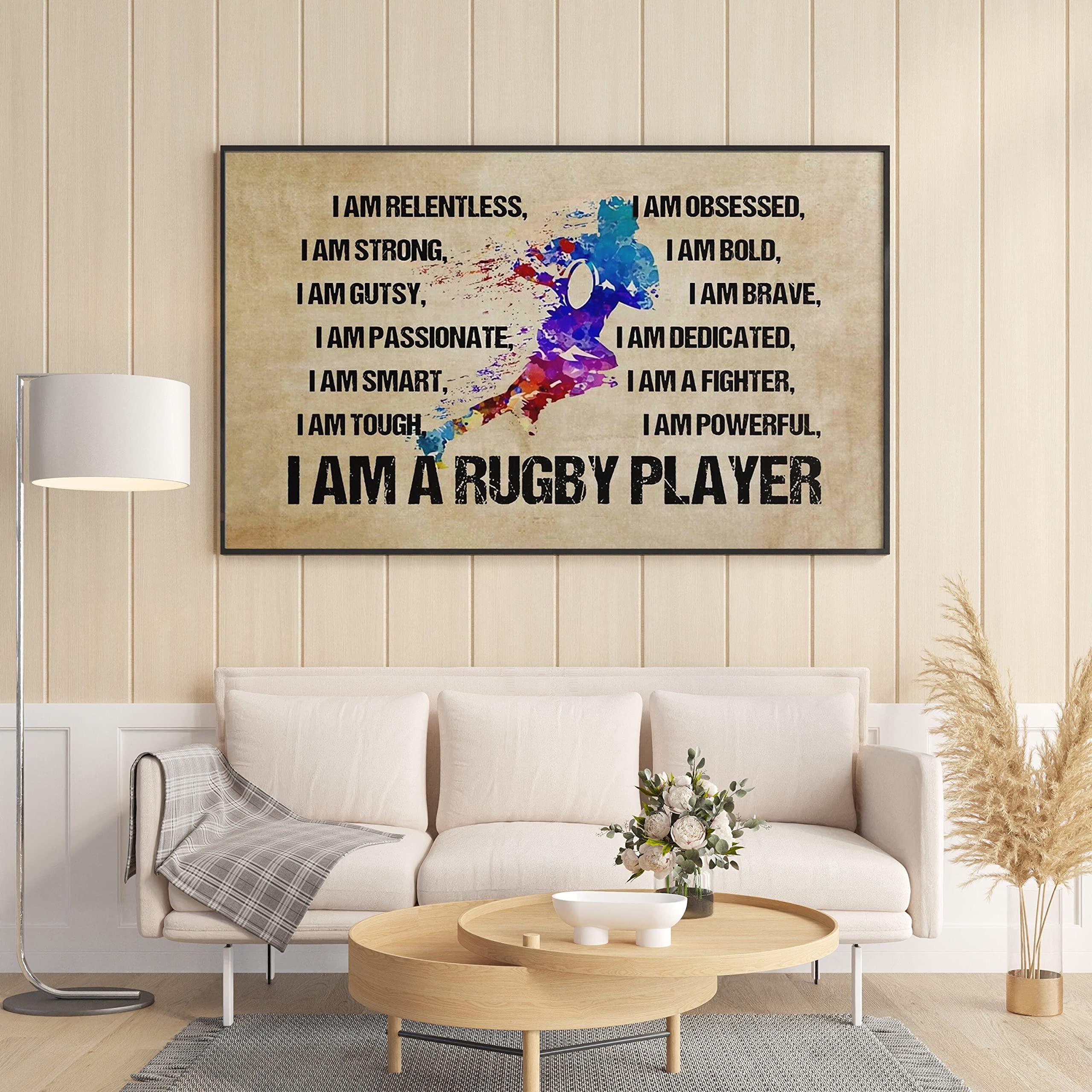 Nuboxx Yt_1 Rugby Player Art I Am A Rugby Player Vintage Wall Art Home Decor Room Art Decor Rugby Poster Football Lover Poster Rugby Wall Decor Funny Plaque Signs Gift For Room Office 8X12 Inch