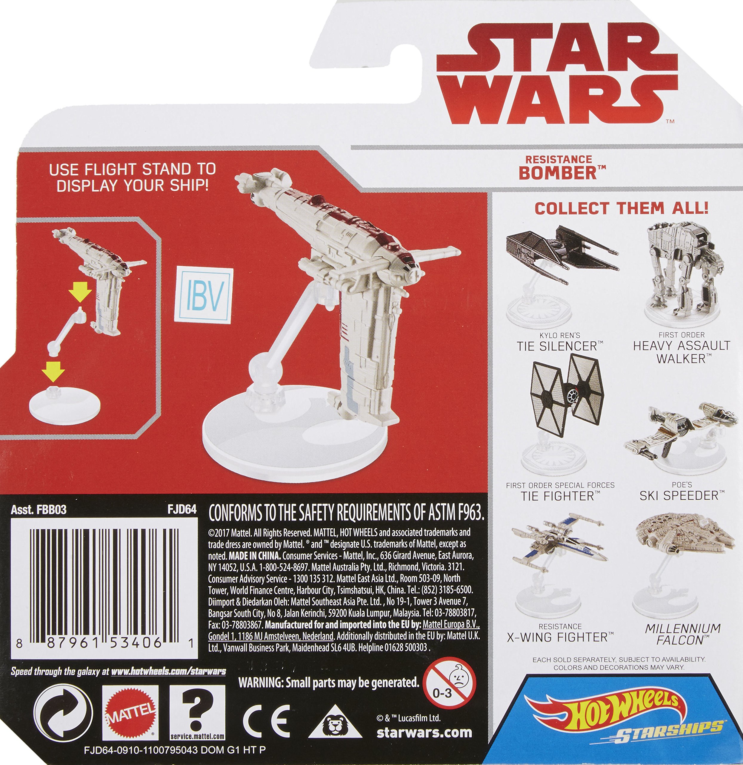 Hot Wheels Last Jedi Starships - Resistance Bomber Die Cast Vehicle