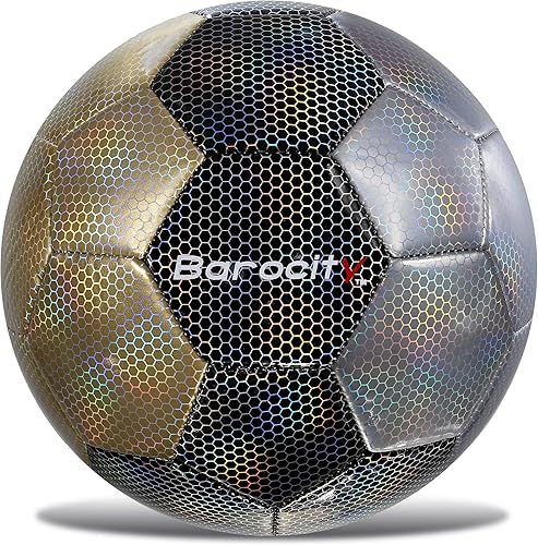 Barocity Balón de fútbol  Pelota oficial de primera calidad para niño y niña con genial patrón hexagonal iridiscente iridiscente de arcoíris, disponible en Yaxa Peru