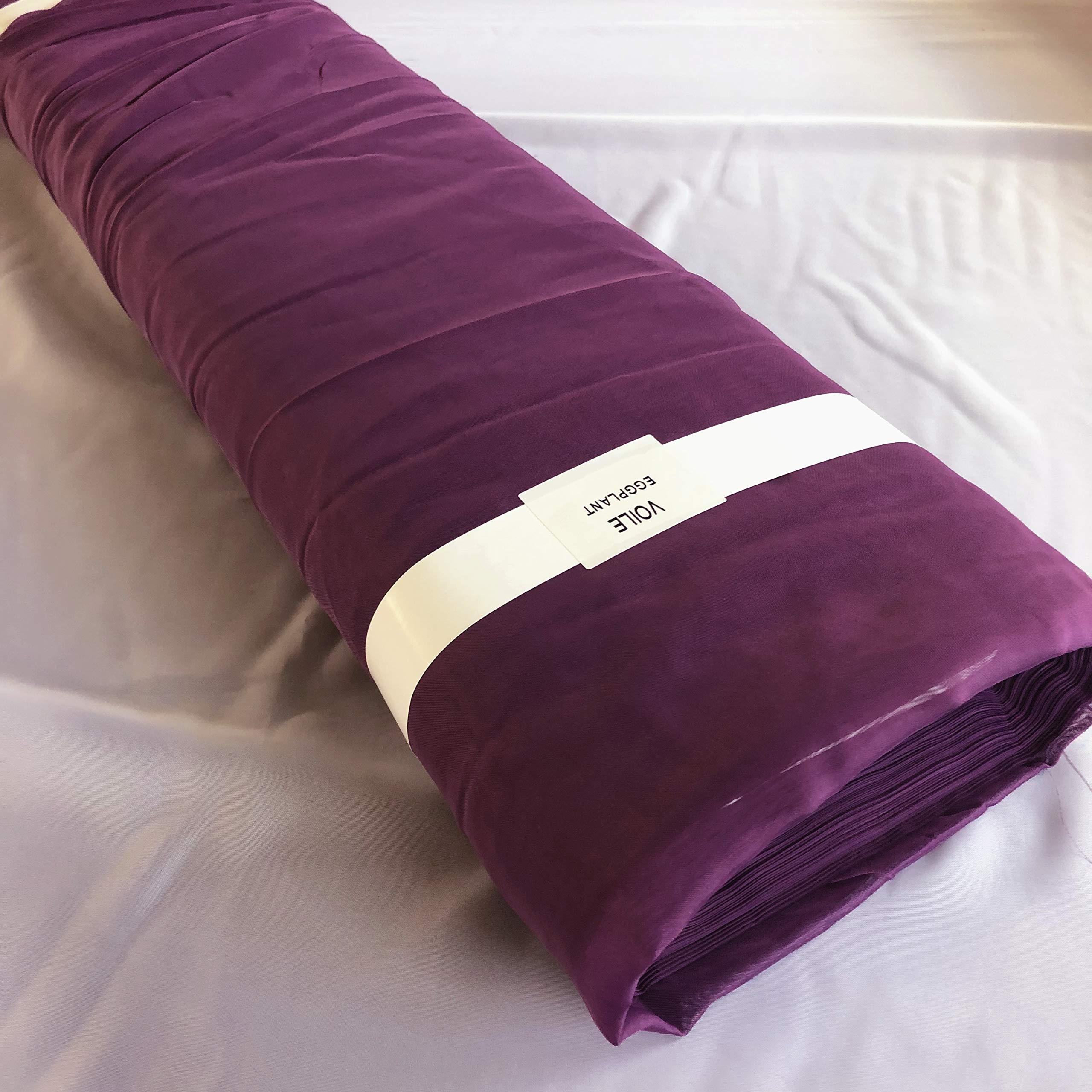 Megachest Wedding Voile Fabric 58 Inches Wide DIY Material (Eggplant, 10 Meters Long) — image 1