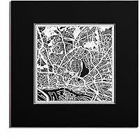 Vista 25 de O3 Design Studio Mapa de corte de papel Madrid negro mate de 20 x 20 pulgadas
