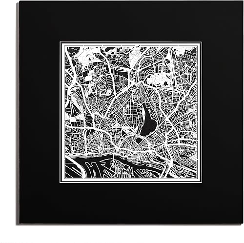 Miniatura 25 de O3 Design Studio Mapa de corte de papel Madrid negro mate de 20 x 20 pulgadas