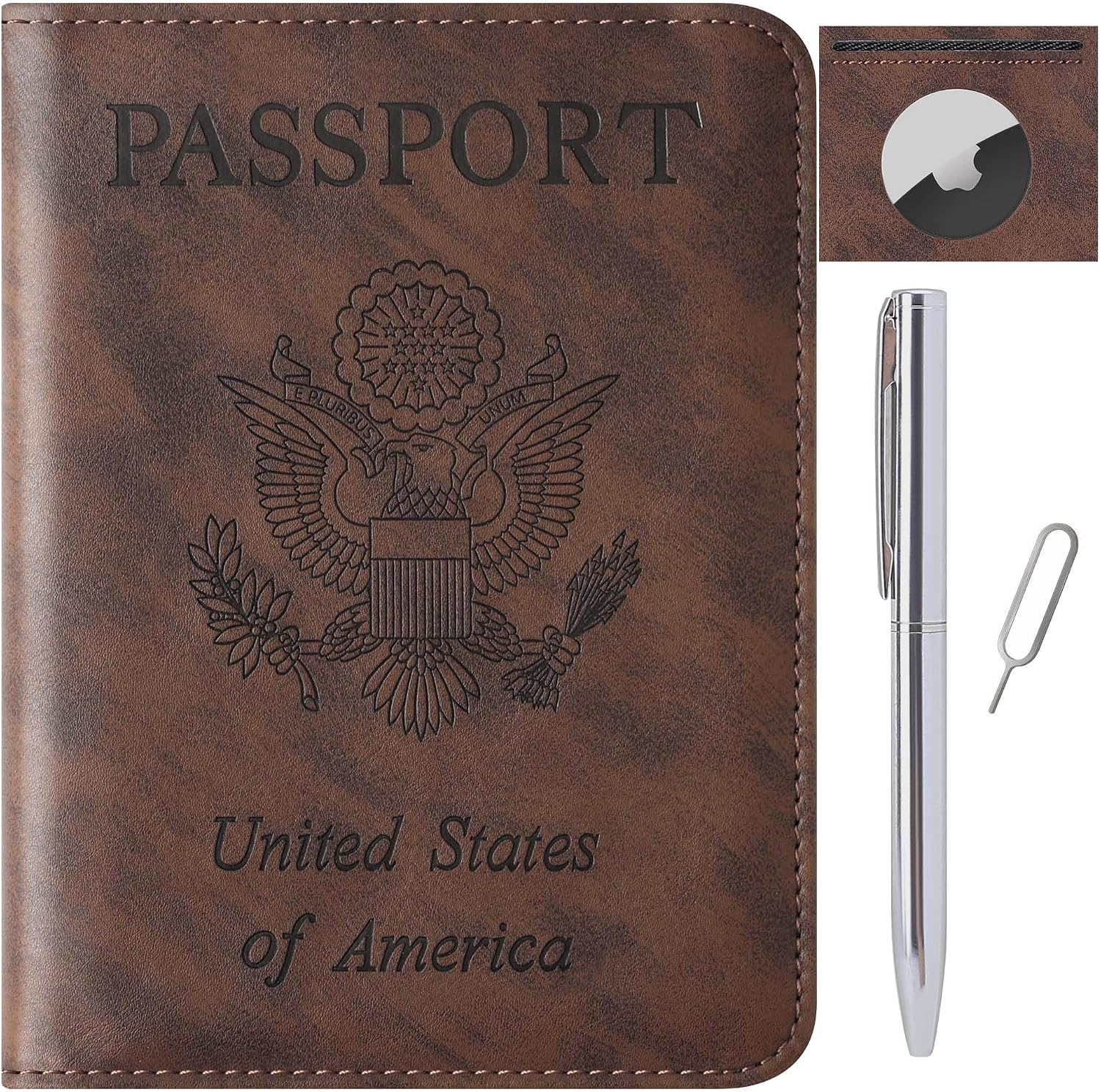 Airtag Passport Holder for Travel Essentials, RFID Passport Cover