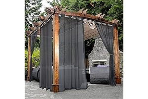 Grey Outdoor Sheer Curtains for Patio with Waterproof Coating
