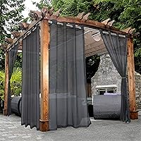 Vista 17 de BONZER Cortinas traslúcidas blancas para patio impermeables para exteriores – 2 paneles con ojales, cortina transparente de gasa para interiores