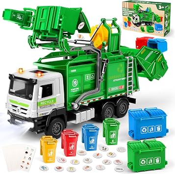 Charmofun Coffret Camion Poubelle Éducatif avec 6 Bacs et 180 Cartes de Tri