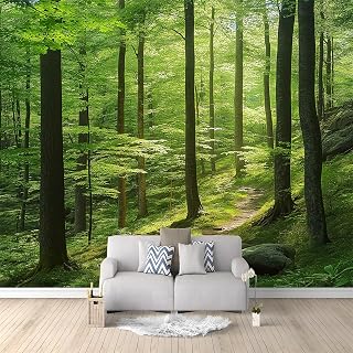Tapet landskap träd landskap hög tapet 3D-effekt grön väggmålning vardagsrum öppen spis funktion vägg sovrum barnrum kök concealer smutsraderbar 300 x 210 cm