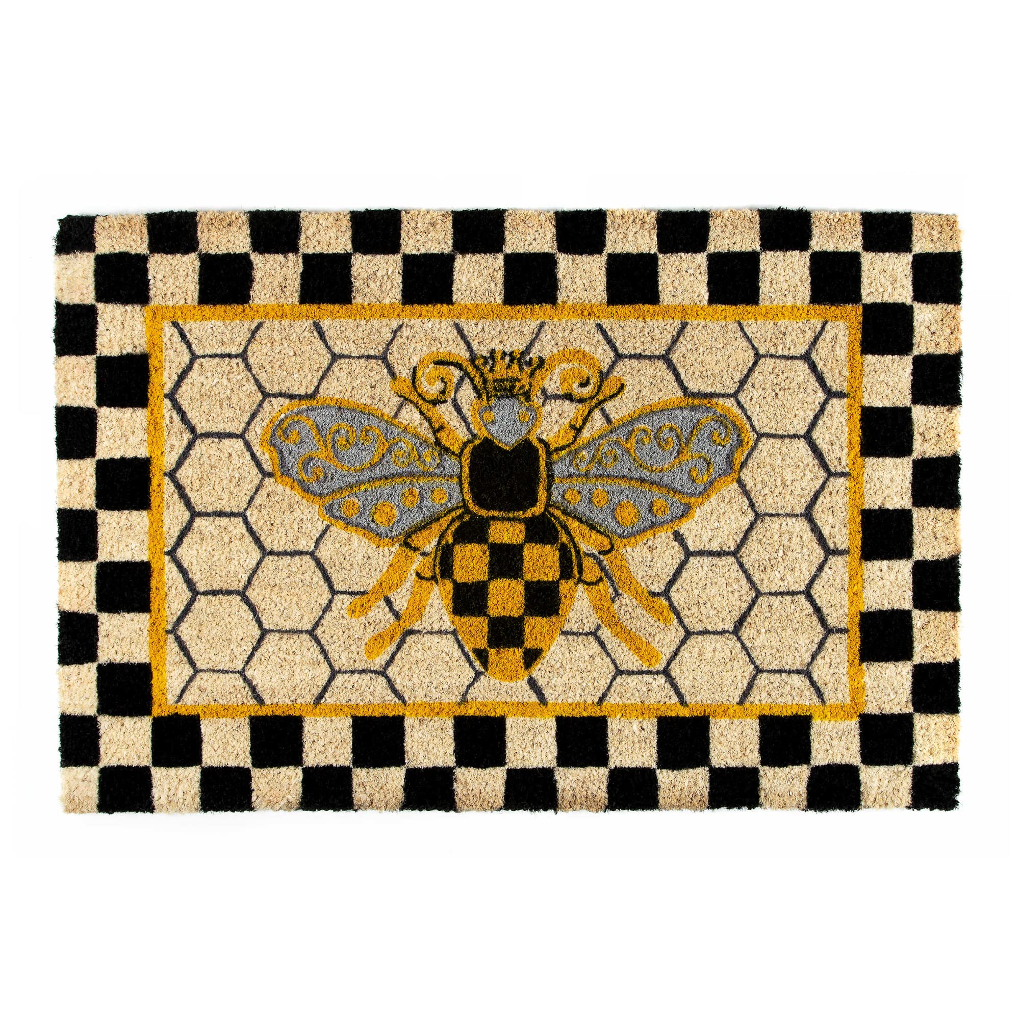 Photo 1 of ****MINOR DAMAGE*** MACKENZIE-CHILDS Queen Bee Entrance Mat, Outdoor Welcome Mat, Front-Door Mat 24" x 36" Queen Bee