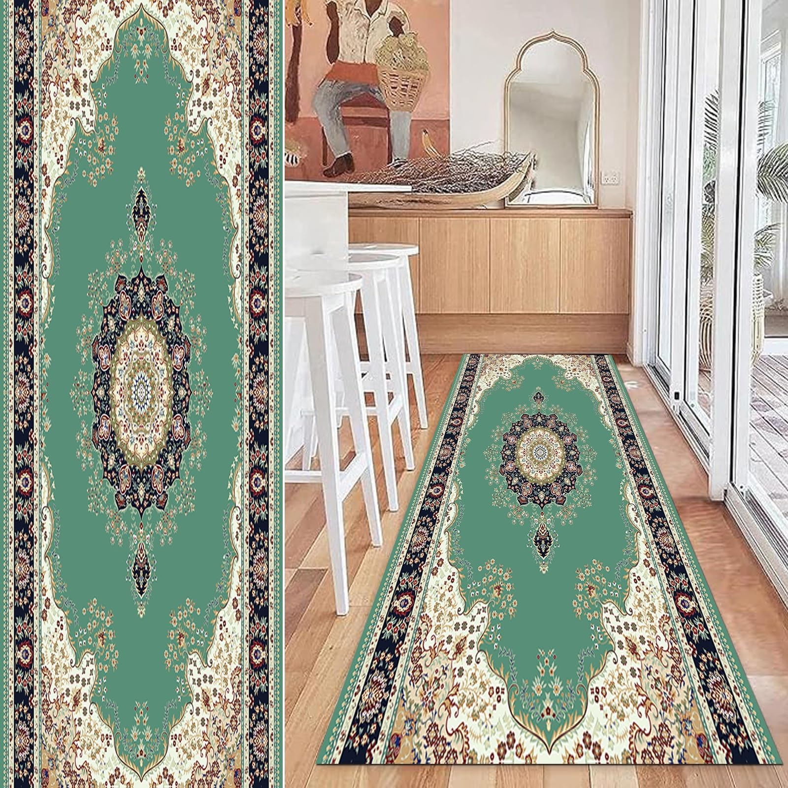 Tappeto Cucina, Passatoia Cucina 80 x 230 cm Antimacchia e Antisfilo, Vari Colori e Misure, Fatto su Misura, Tappeto Natalizio Cucina per Bagno, Ingresso, Camera da Letto, I