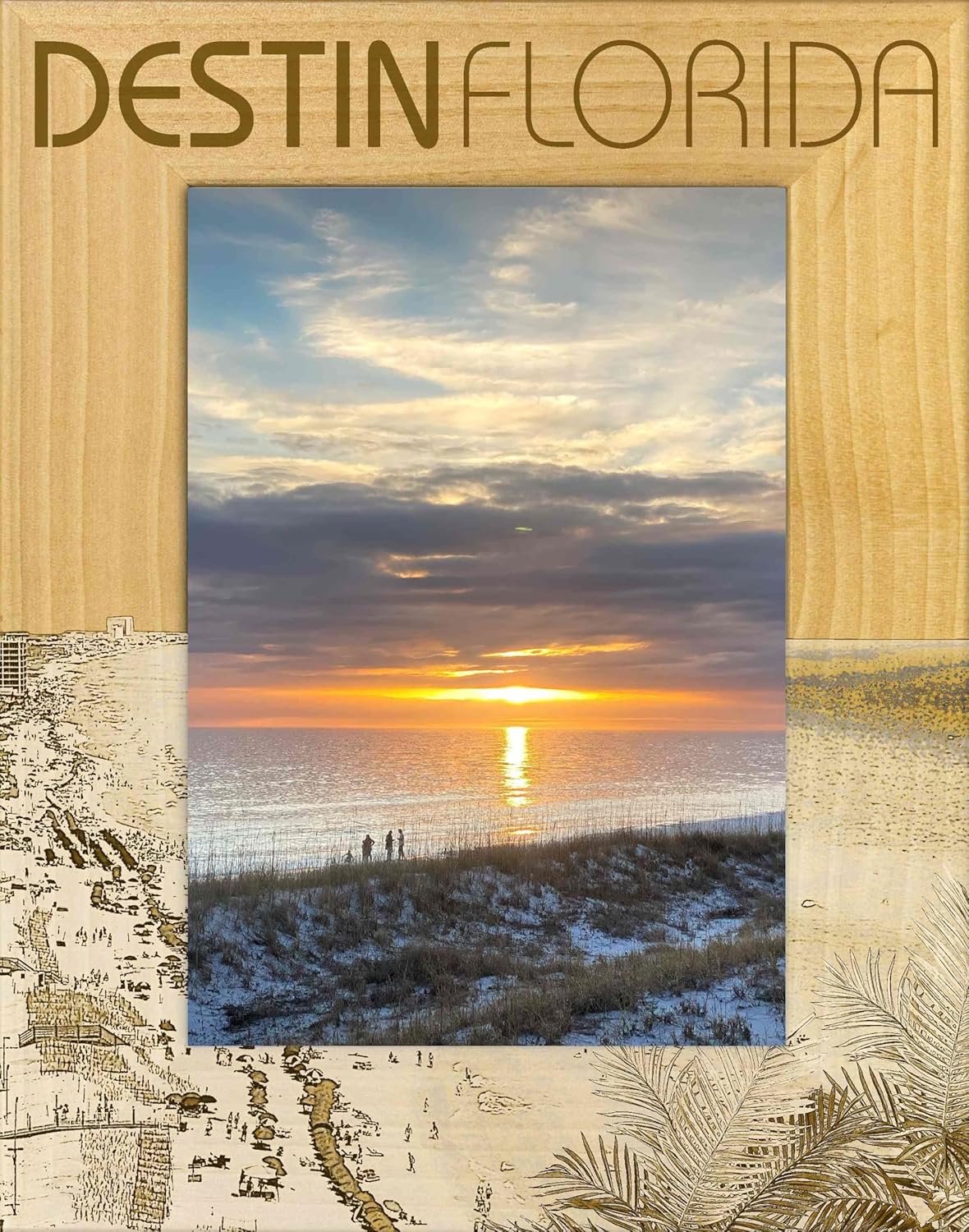 Saddle Mountain Souvenir Destin Florida Laser Engraved Wood Picture Frame Portrait (4 x 6)