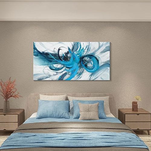 Miniatura 4 de Mofutinpo Arte abstracto para pared, grande, moderno, arte de pared para sala de estar y oficina, decoración de pared azul, arte de pared para