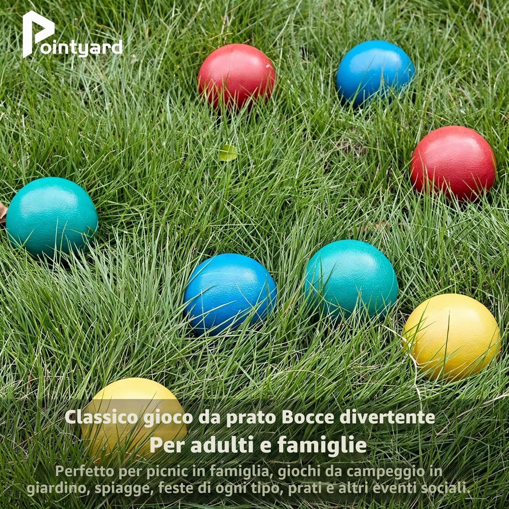 Set per gioco di bocce, set di bocce più leggero da 84 mm con 8 bocce in PE | Borsa per il trasporto | Nastro di misurazione - Giochi da famiglia per esterni per cortile/prato/spiaggia