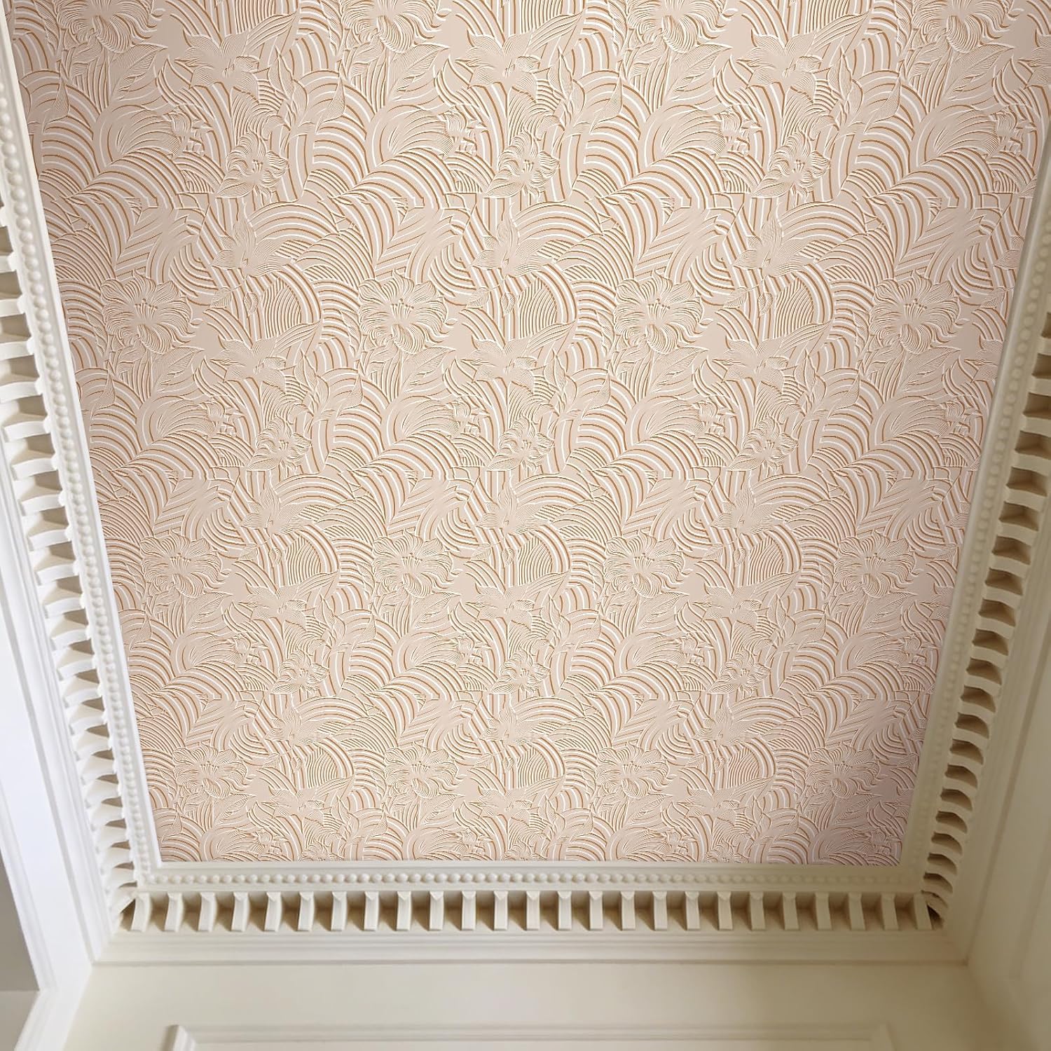 YENHOME Neutral Floral Line Art Peel and Stick Wallpaper Modern 3D Textured Embossed Contact Paper 17.5" X23ft Removable Waterproof Wall Mural for Nursery Kitchen Cabinets Backsplash Ceiling