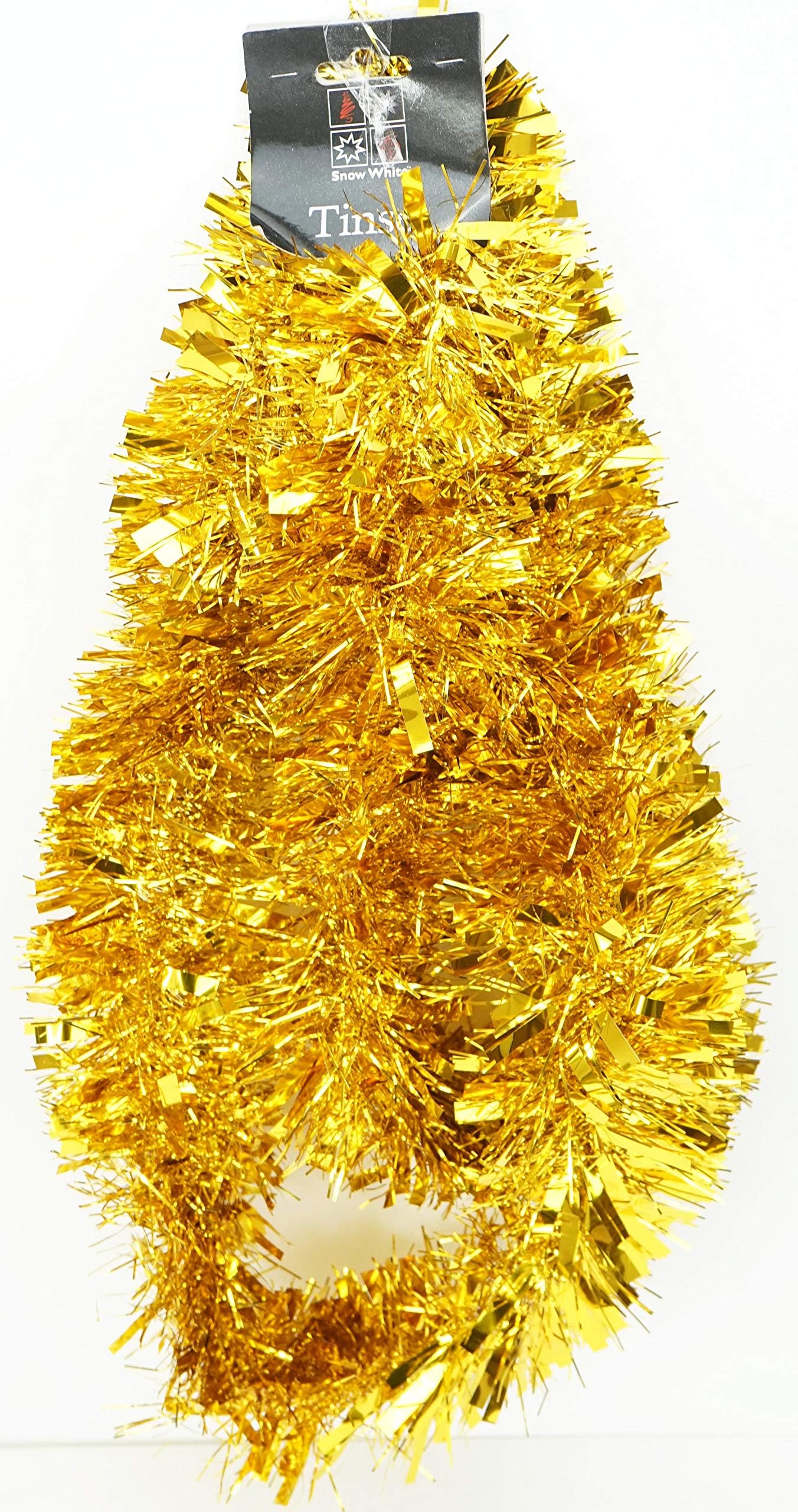1x Gold Christmas Party Decoration Tinsel, Decoration Holographic Chunky Tinsel Size-2m(Gold, 1)