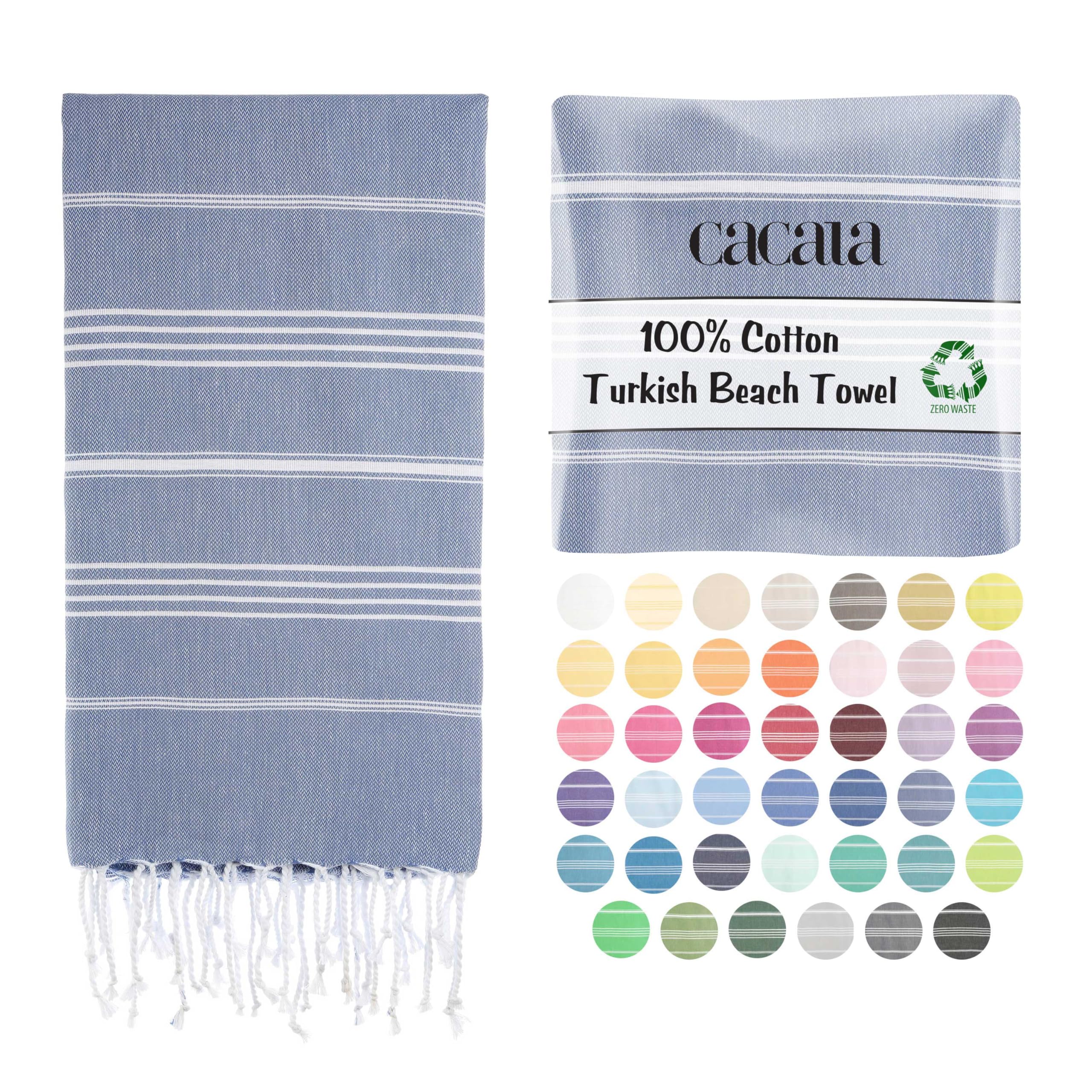 Cacala Lightweight and Thin Turkish Beach Towel 100% Cotton Sand-Free and Quick-Drying Goodness Perfect as an Extra Large Travel Towel, Beach