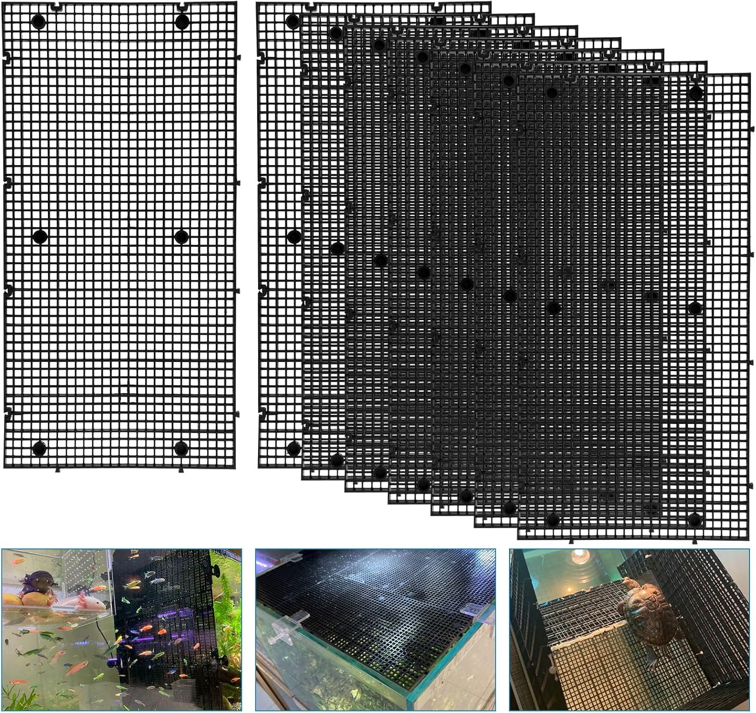 Plastic Egg Crate Fish Tank Divider Aquarium Filter Bottom Plastic Grid Fish Tank Isolation Board Black Egg Crate Tray((Black, 12pcs 11.8X11.8Inch with 0.35Inch Hole)