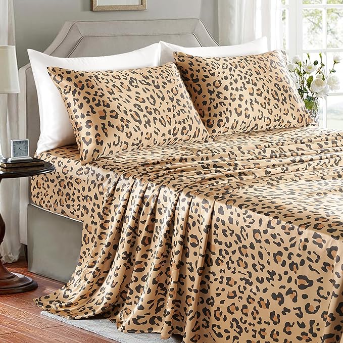 GOLAL Satin Sheets King Size 4 Pieces Luxury Silky Soft