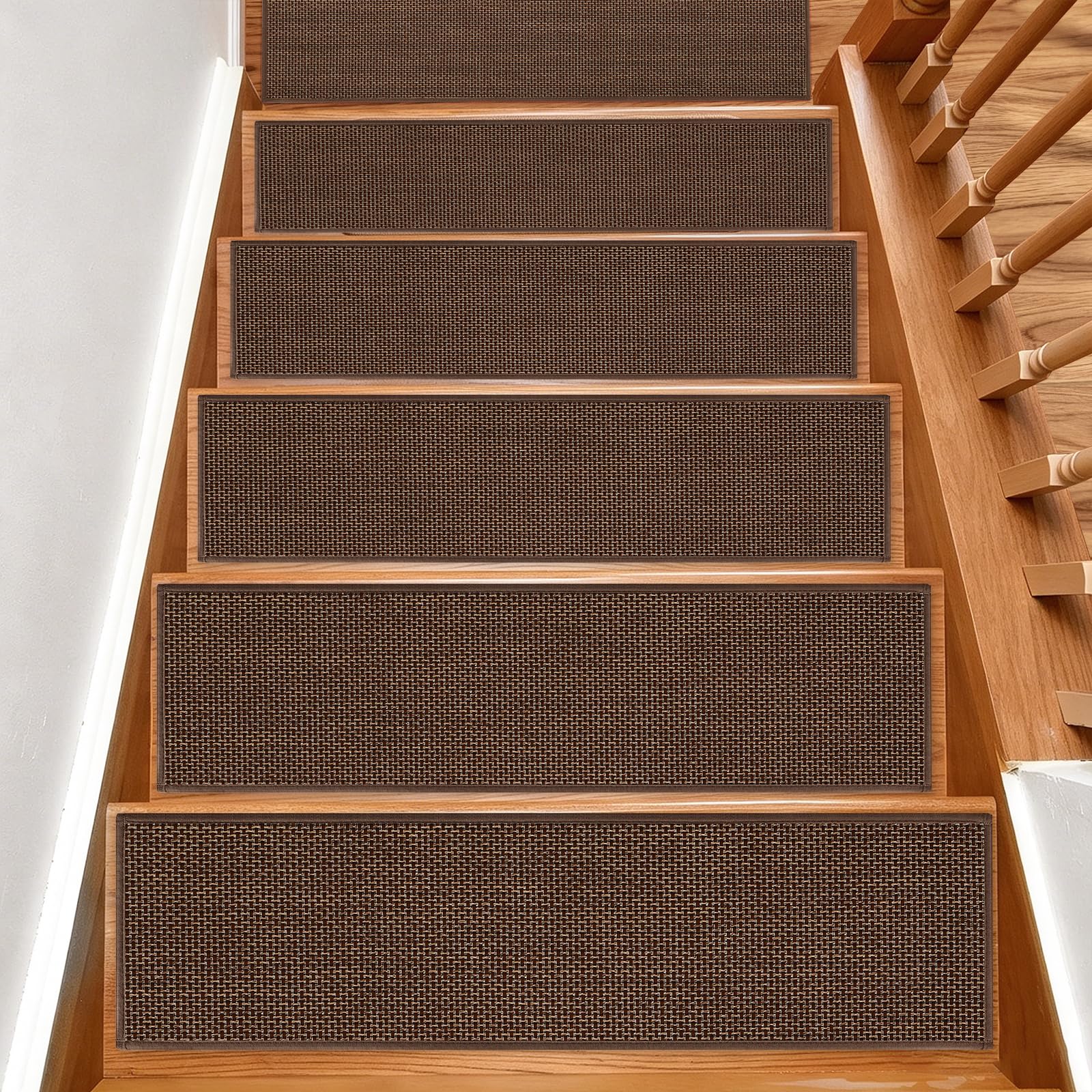 Photo 1 of SMILOOL Stair Treads Non Slip for Wooden Steps Indoor 10" x 36" 15 Pack Extra Wide Stair Tread Carpet Stairs Runner, Step Pads with Reusable Adhesive for Dogs Kids Elders, Machine Washable, Brown