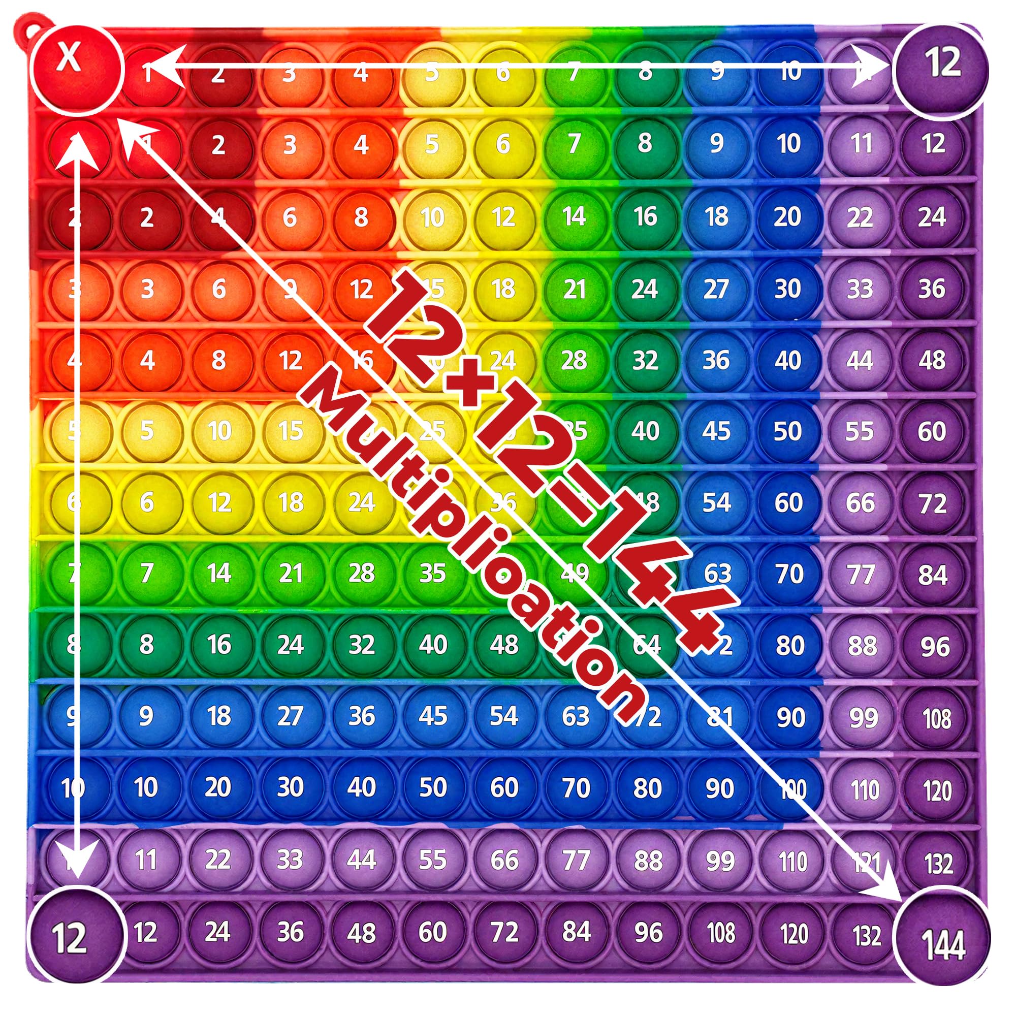 Briocht Multiplication Pop Fidget Toy Maths Chart, Times Tables Pop 12x12 Math Fidget Toy
