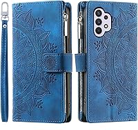 Vista 6 de Asuwish Funda de teléfono para Samsung Galaxy A32 5G 2021 de 6.5 pulgadas con protector de pantalla de vidrio templado, diseño de flores de mandala