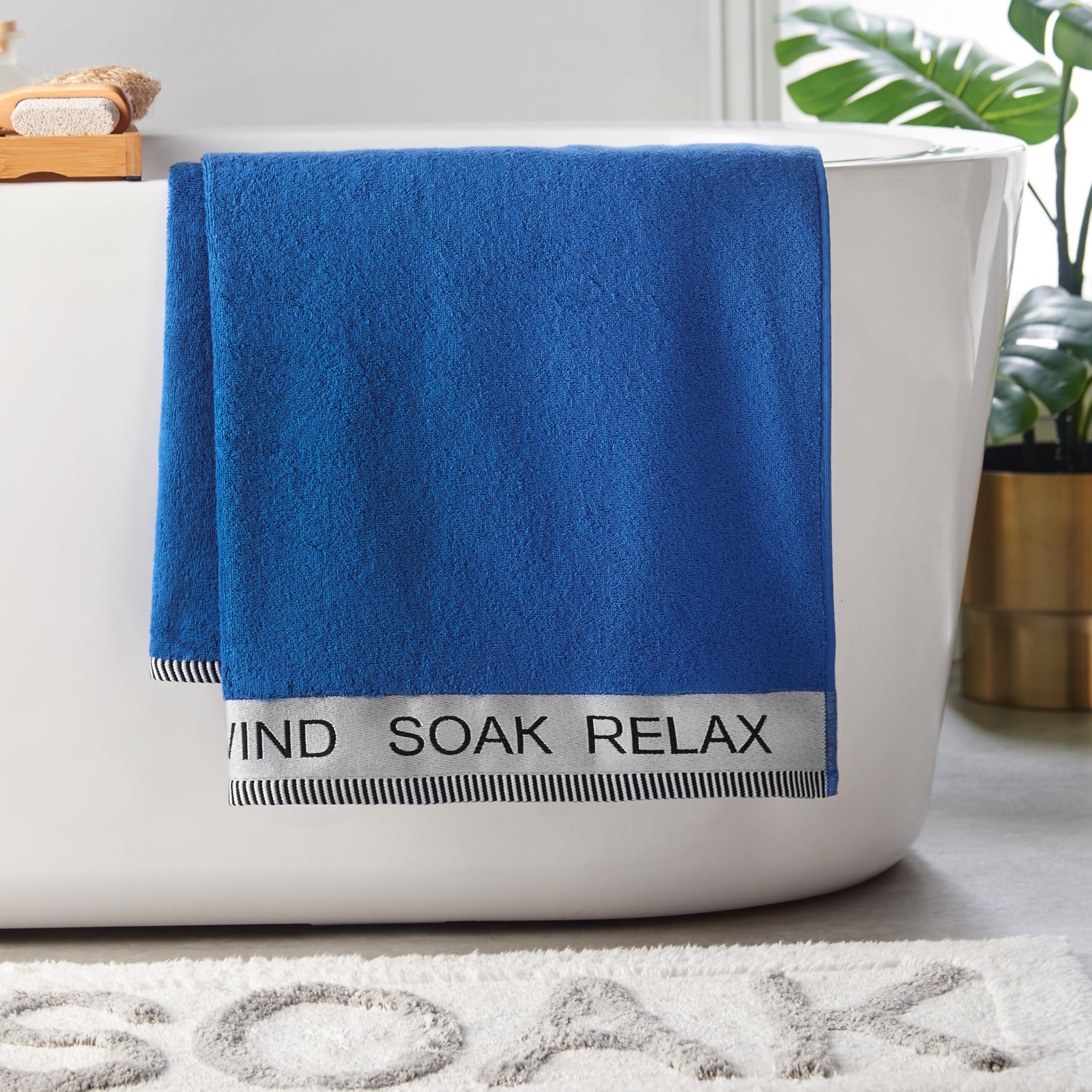 Catherine Lansfield Relax And Unwind 4 Piece Towel Set Cobalt Blue