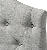 Vista 4 de Baxton Studio Myra - Cabecera tapizada de tela gris moderna y contemporánea, tapizada con botones, tamaño individual