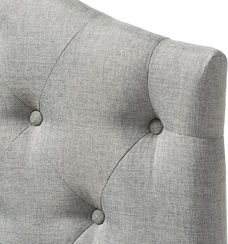 Miniatura 4 de Baxton Studio Myra - Cabecera tapizada de tela gris moderna y contemporánea, tapizada con botones, tamaño individual