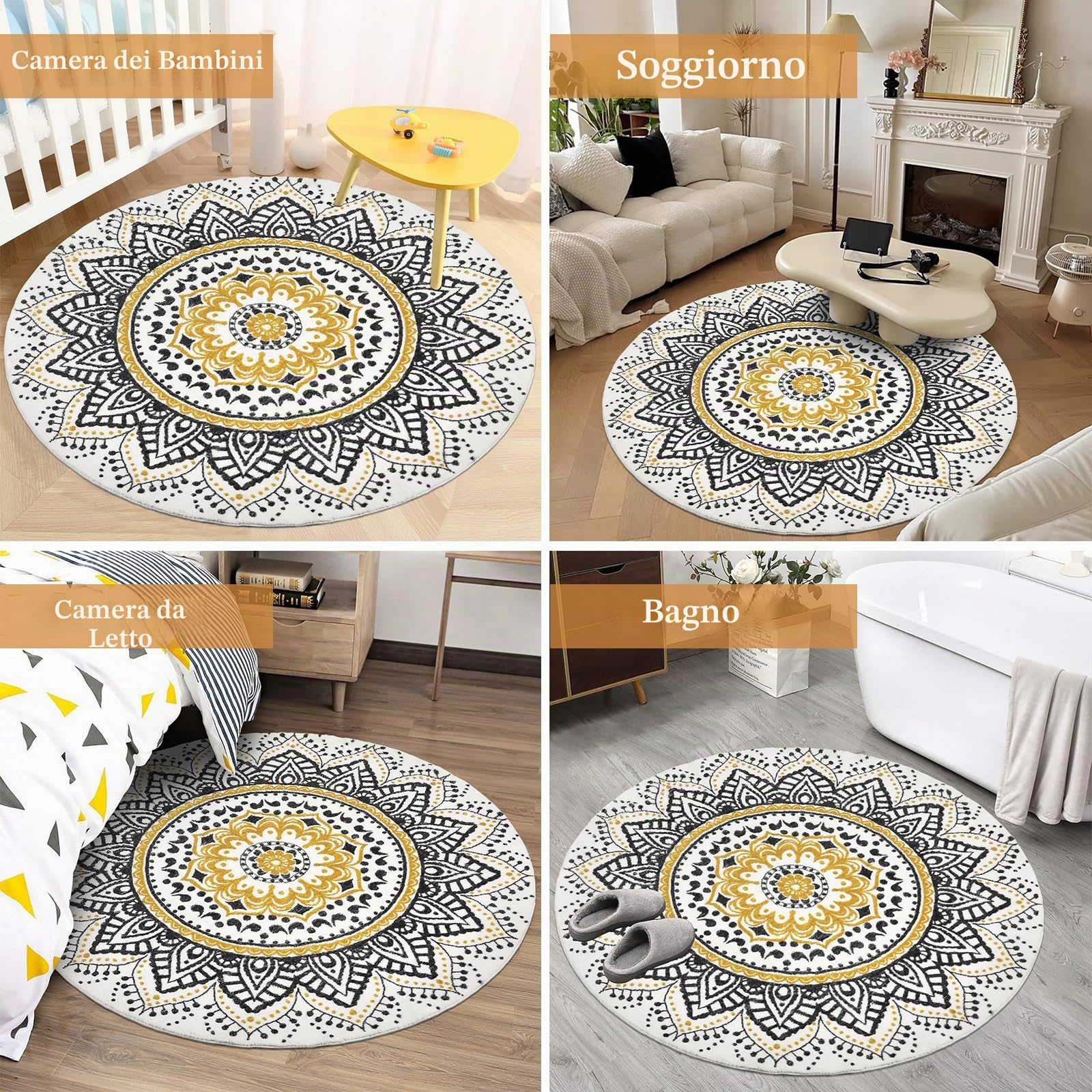 Pauwer Tappeto Salotto Rotondo Pelo Corto 160 cm, Ultra Morbido Grande Tappeto Camera da Letto Antiscivolo Tappeto Soggiorno Lavabile in Lavatrice Tappeti Salotto Bobo Decorazione Carpet per la Casa