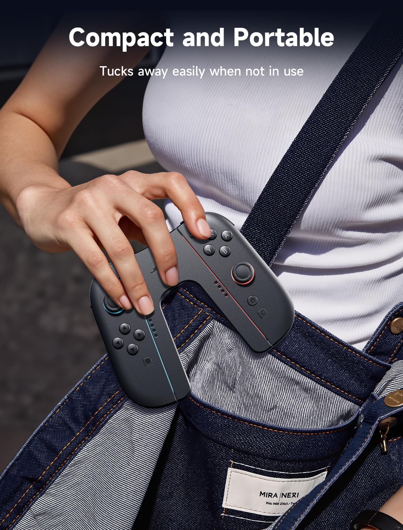 JSAUX Agarre de Carga para Switch 2, Controlador con Agarre Magnético Compatible con JoyCon de Switch 2, Juega Mientras Cargas con Indicador LED y Cable de Carga de 1.5m/4.9ft - Negro