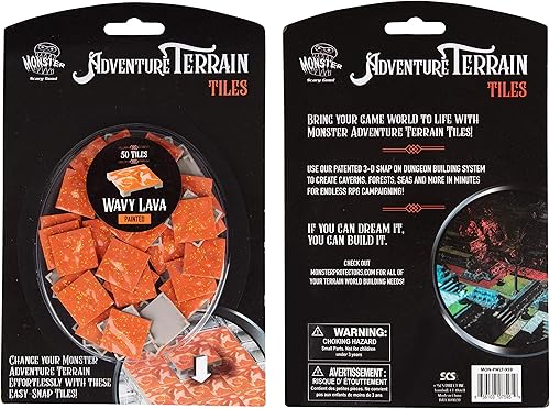 Miniatura 5 de Monster Adventure Terrain- Paquete de expansión de azulejos de lava ondulados de 50 piezas, pintado a mano, juego de azulejos de 1 x 1 pulgada,