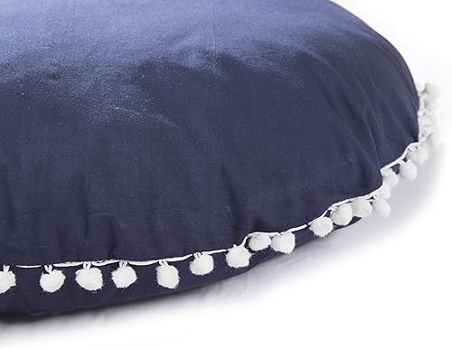 Miniatura 4 de Popular Handicrafts Funda de almohada grande de algodón hippie para piso, funda de cojín decorativa sólida con pompones, partículas suaves, funda de