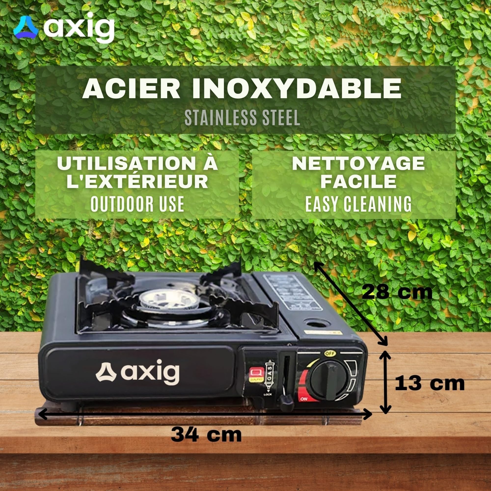 Rechaud Gaz Camping Portable Cuisine Exterieur Acier 1 Feu | Mallette de transport, Allumage piézo, Flamme réglable, Double valve de sécurité, Poêles de 12 à 26 cm