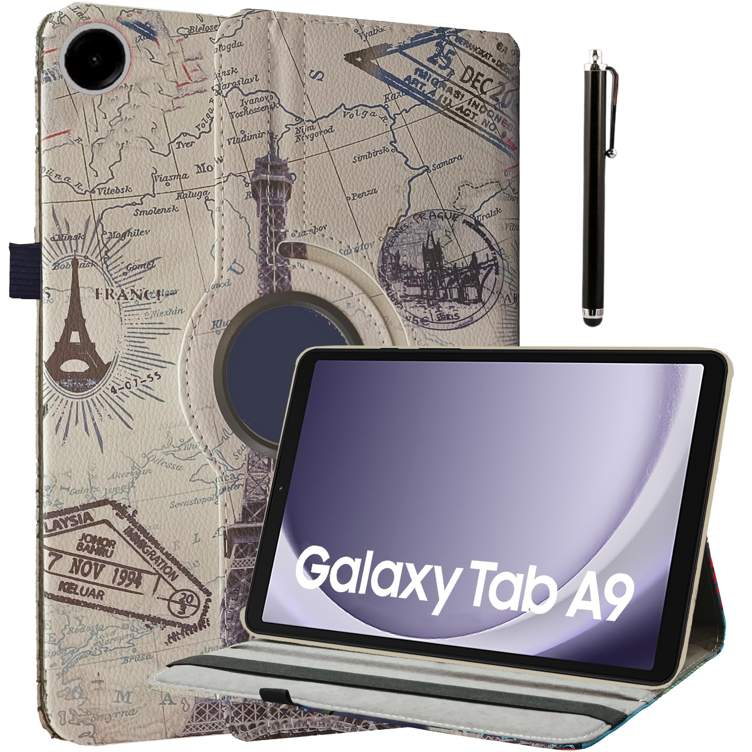 ProElite Cover for Galaxy Tab A9 8.7 inch Case Cover, 360 Rotatable Smart Flip Case Cover for Galaxy Tab A9 8.7 inch Tablet with Stylus Pen, Eiffel (B0CYGXY5K9) Amazon Price History, Amazon Price Tracker
