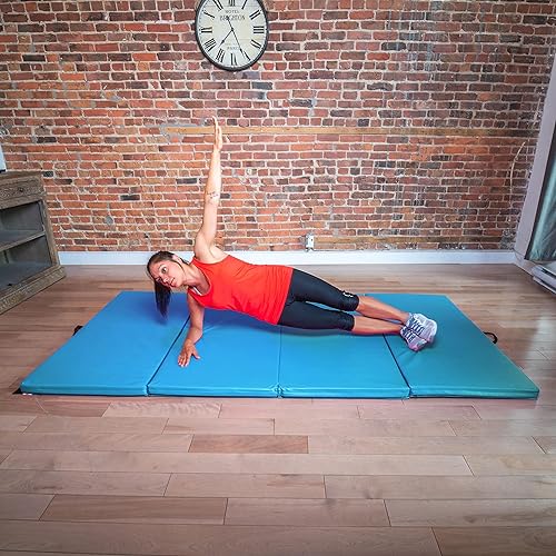 Miniatura 2 de PRISP Tapete de gimnasia plegable de 4 x 10 pies, tapete grande de gimnasio para el hogar, 2 pulgadas de grosor
