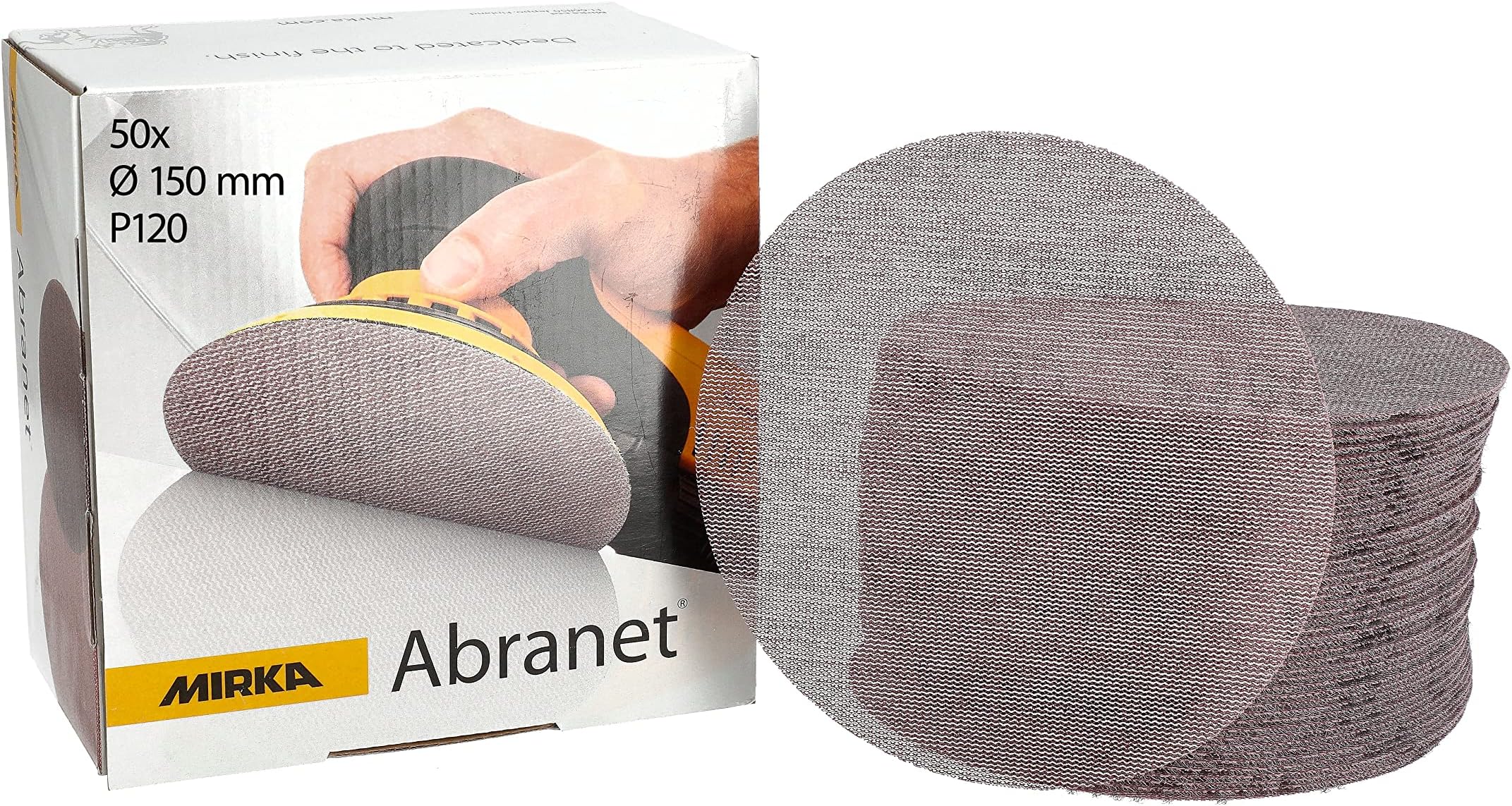 Abranet net sanding disc Ø 150 mm Hook & loop/Grit P120 / 50 pcs/for sanding wood, walls, metal, aluminium, stainless steel, filler, varnish, plastic / 5424105012