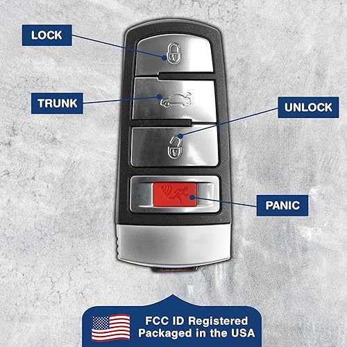 Miniatura 5 de KeylessOption Llavero inteligente de entrada sin llave para Volkswagen CC 2009-2015 2006-2013 VW Passat NBG009066T (paquete de 2)