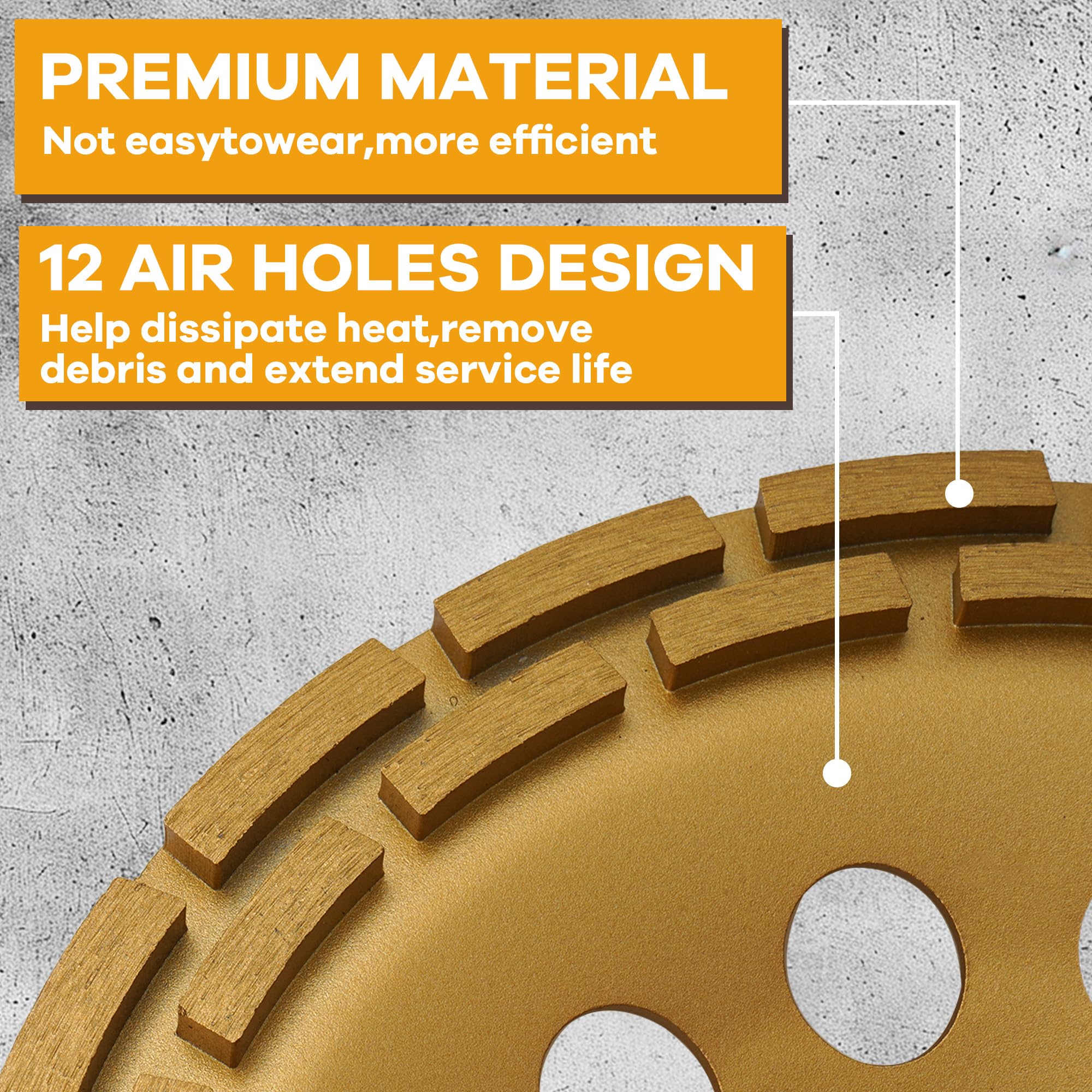 Meule diamant 230 mm - Disque de meulage d'angle pour béton, mur, sol et surface - Qualité industrielle
