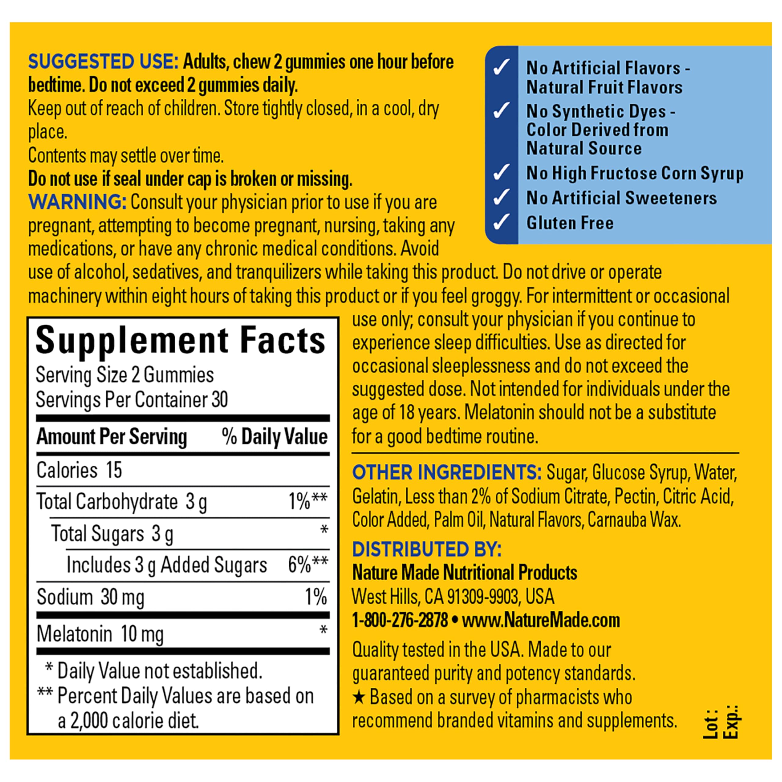Nature Made Time Release Melatonin Gummies 10mg per Serving, 60 Gummies — Amazon image 7