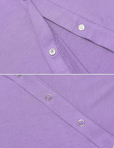 Miniatura 5 de Ekouaer - Camisón con botones y manga corta para mujer, vestido para lactancia, parto, hospital y maternidad, tallas S-XXL