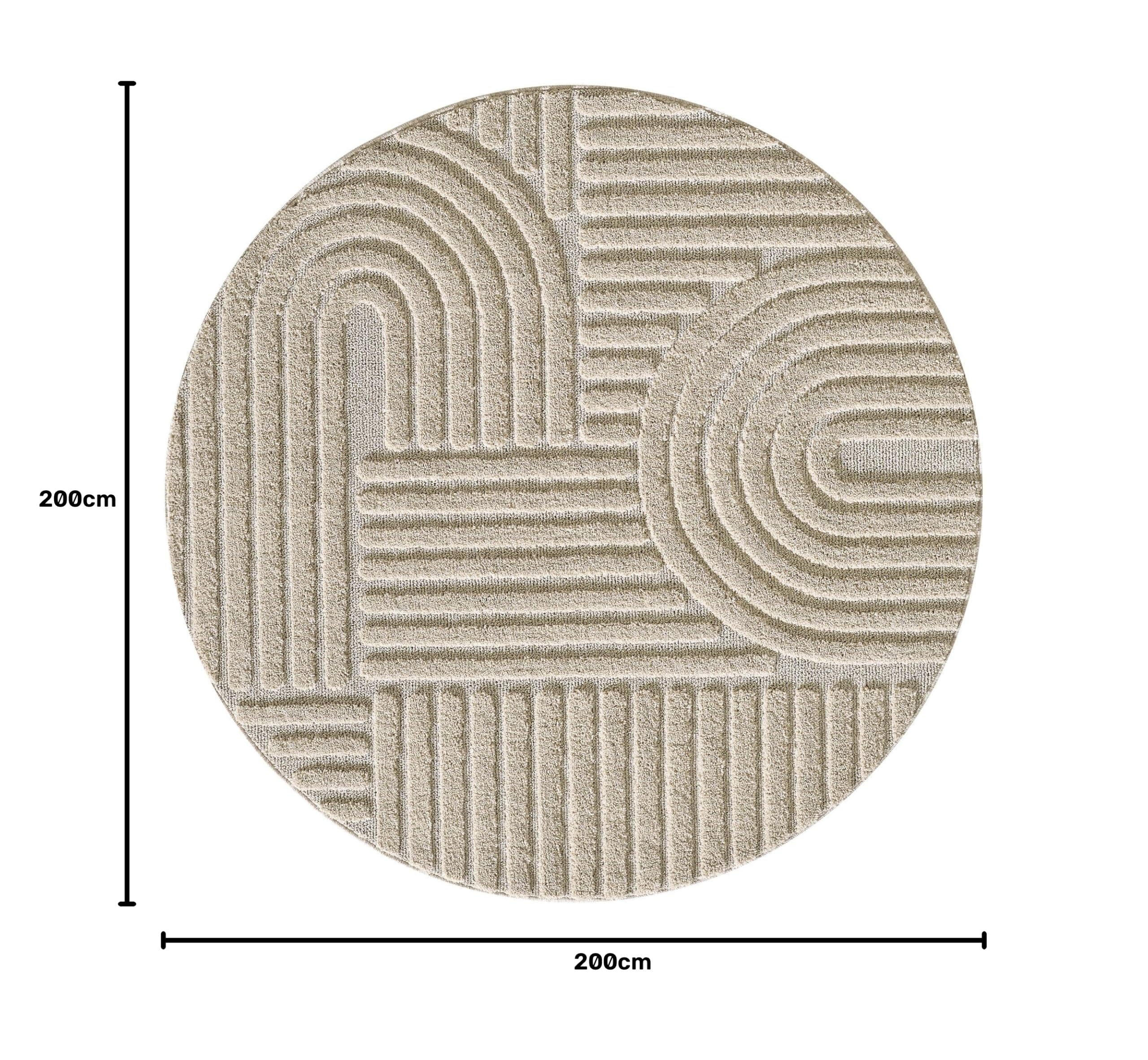 Carpetsale24 tappeto rotondo 200 cm beige a pelo alto, morbido e soffice, stile boho scandinavo, shaggy a pelo lungo, facile da pulire con retro in juta