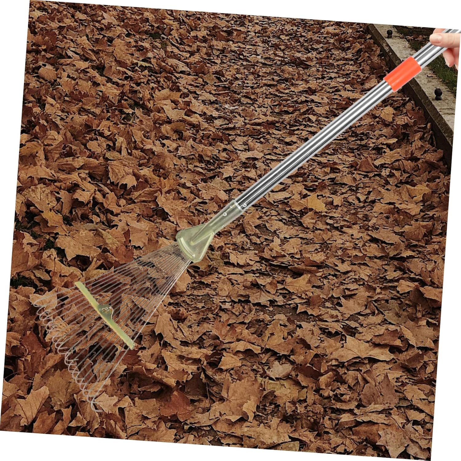 BESPORTBLE Portable Leaf Rake Retractable Stainless Steel Garden Rake for Leaf Cleanup Ergonomic Design for Easy Use Lawns and Gardens