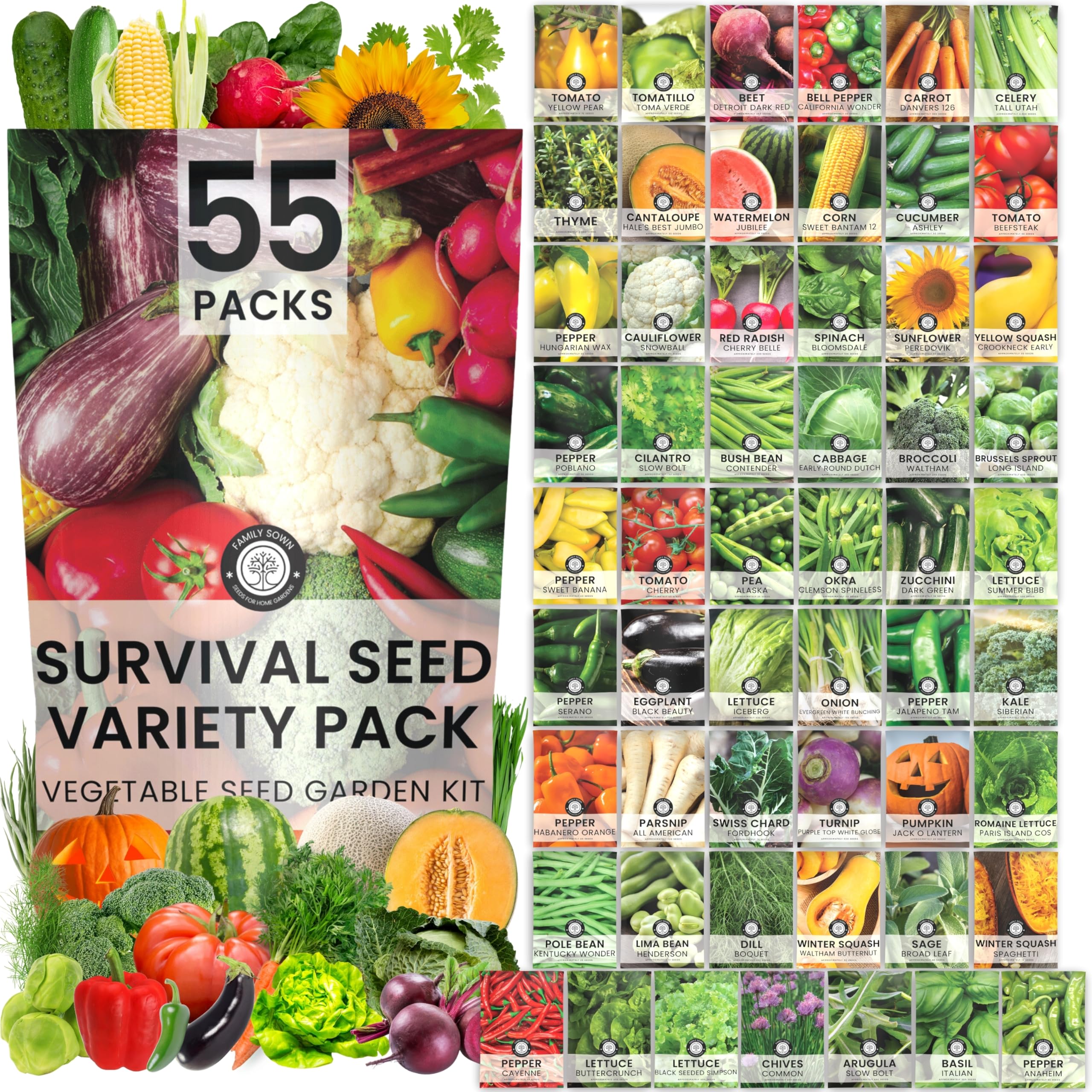 Amazon.com : 55 Vegetable Seed Packets | Survival Variety Pack