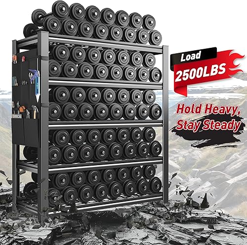 Miniatura 4 de REIBII Estantes de almacenamiento, estantería de garaje resistente con carga de 2500 libras, estantes de garaje de 5 niveles con bolsa de