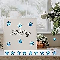 Vista 1 de 500 calcomanías holográficas de estrellas azules, calcomanías autoadhesivas de papel metálico con purpurina, calcomanías reflectantes de estrellas