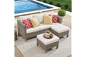 Flexible Outdoor Rattan Sofa and Ottomans for Maximum Relaxation