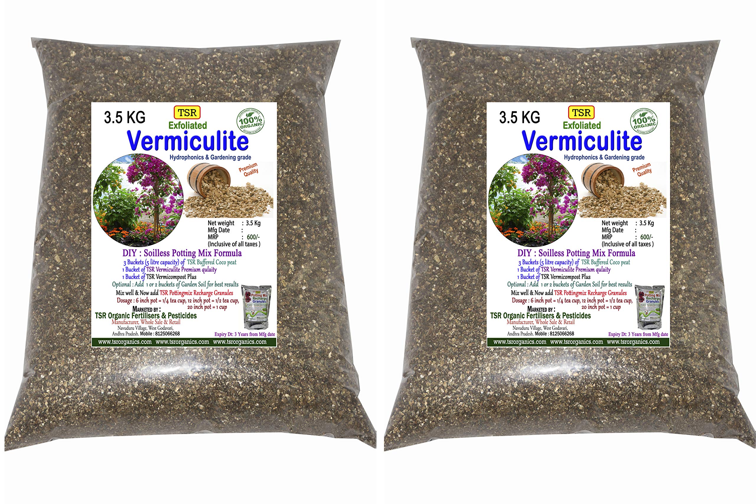 TSR Organic Fertilisers & Pesticides Horticulture exfoliated Vermiculite 7 Kg (3.5 kg + 3.5 kg) Pack for Terrace Gardening and soilless Potting Mix (B08VRQ6BTK) Amazon Price History, Amazon Price Tracker