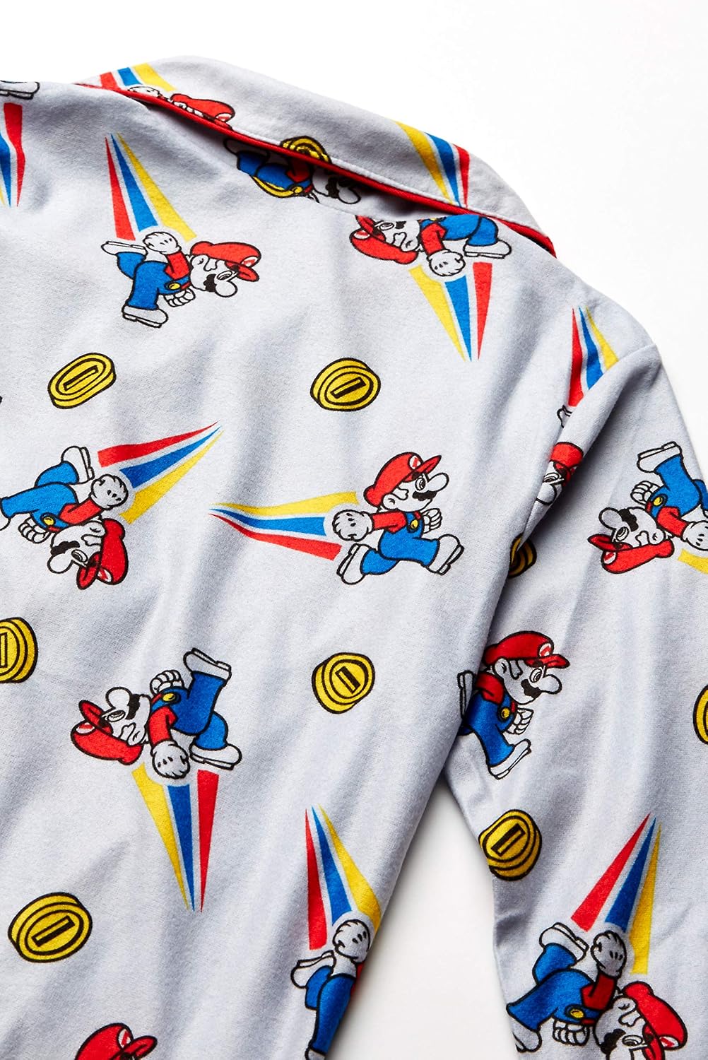 SUPER MARIO Boys' Big Soft Knit Flannel Button Down Pajama Set