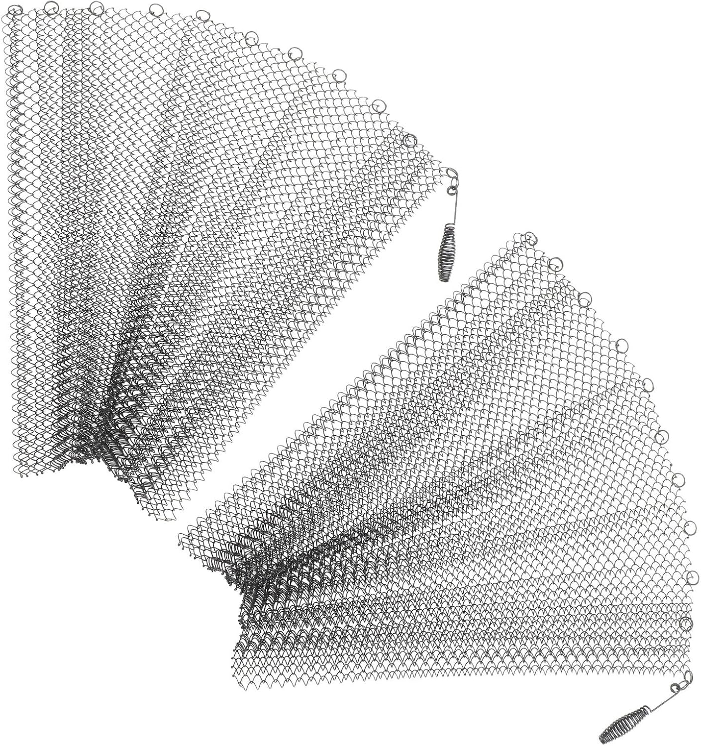 jojofuny 2pcs Metal Mesh Fireplace Curtains Xin Heat-Resistant Iron Spark Protection Panels with Handles Easy Install Hearth Screen for Fire Pit Safety and Carpet Protection