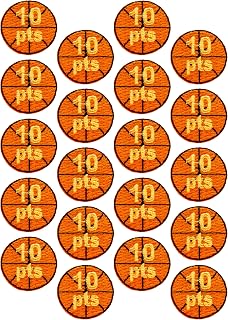Embroidered 10 Points Iron-On Basketball Award Patches, 1 Inch Diameter