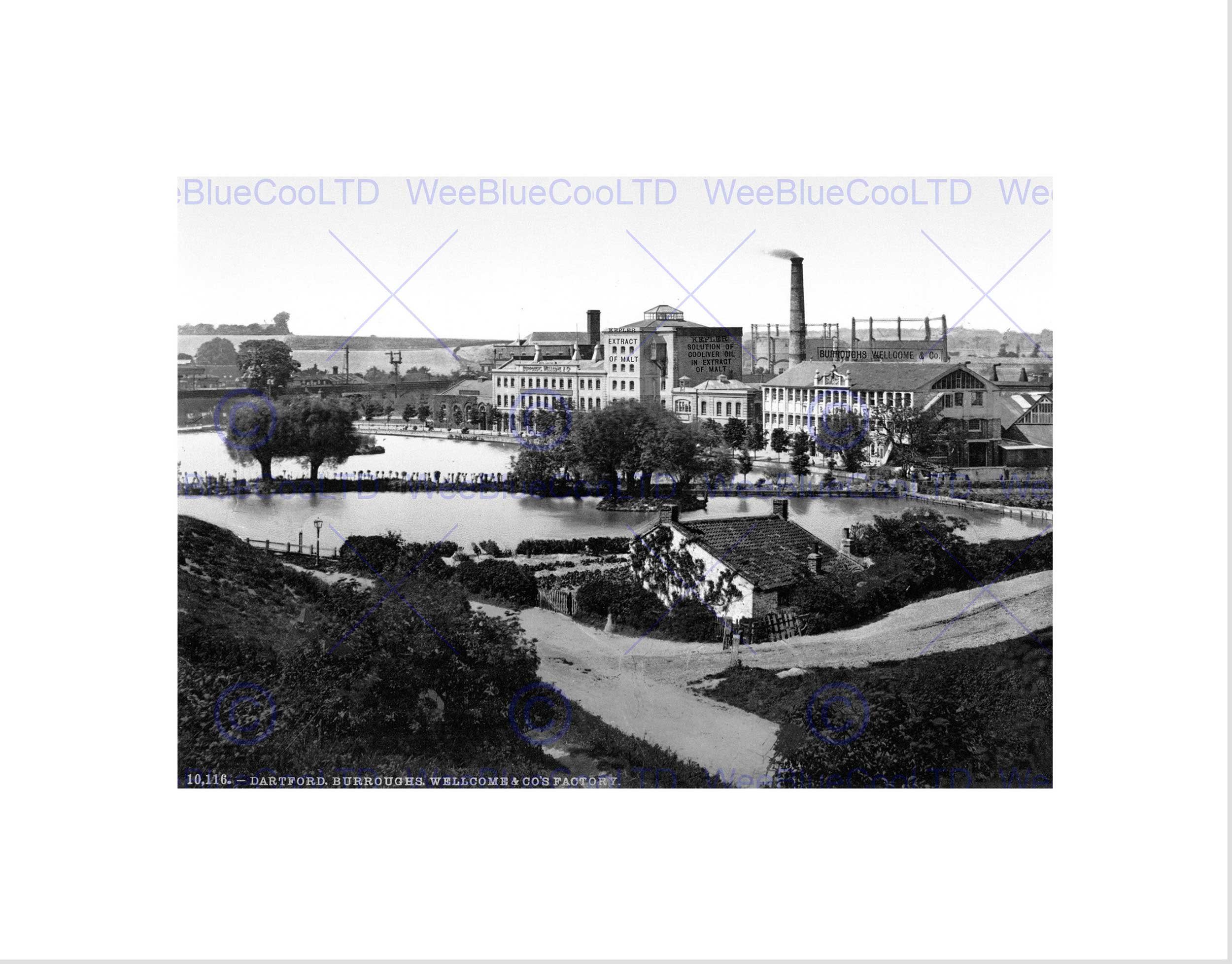 Wee Blue Coo Burroughs Wellcome & Co Factory Dartford Kent England 1895 Old Wall Art Print